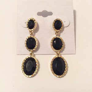 3-Stone Drop Earrings in Gold